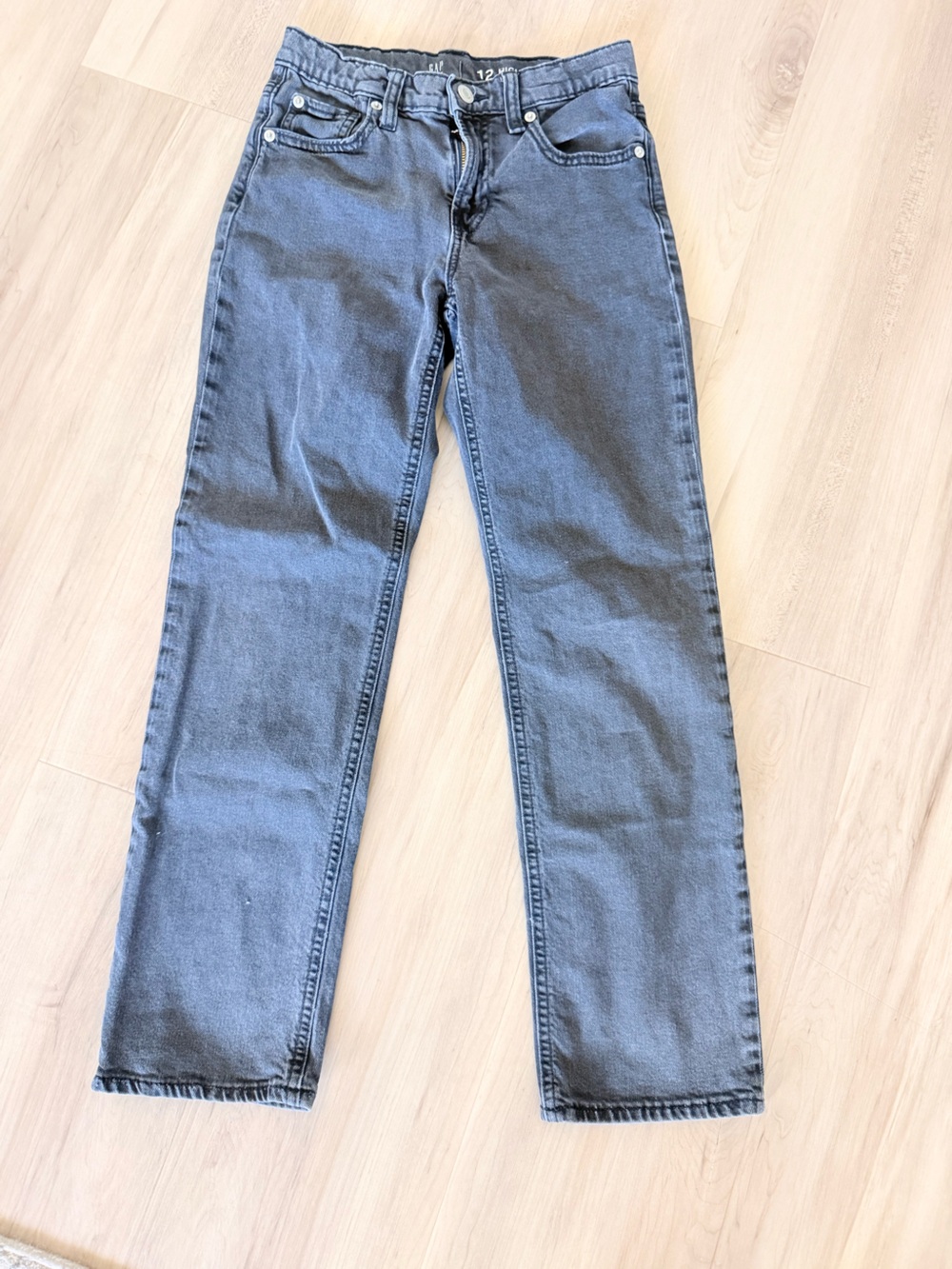 GAP Kids Black Faded Straight-Leg Hi-Rise Loose ‘90s Jeans size 12